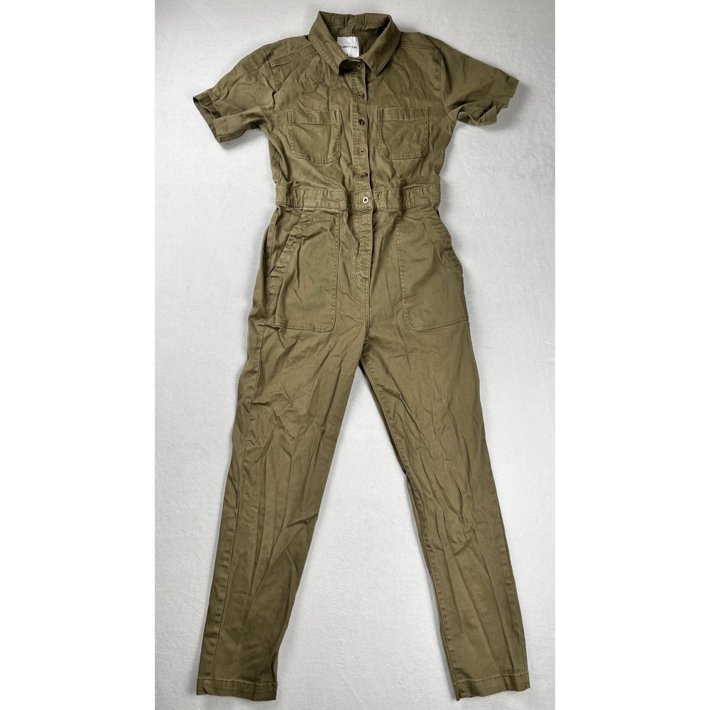 Celebrity Pink Olive Utility Jumpsuit Short Sleeve Button Front Size Small